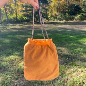 BRUNELLO CUCINELLI HAND BAG ORANGE CASHMERE GRAY SHELL 2 HANDLE ITALY LUXURY